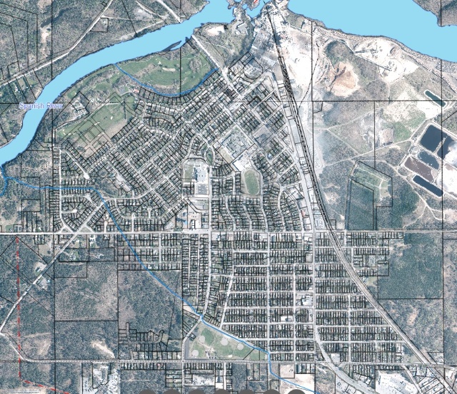 Overhead photo of town map
